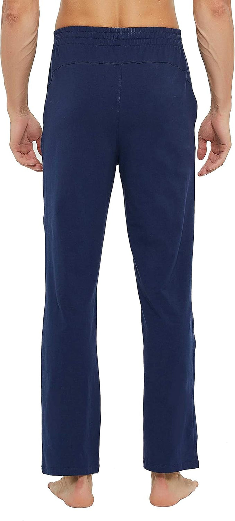 Men's Cotton Yoga Sweatpants with Pockets, Open Bottom Joggers, Lounge Pants - Navy, Size XXL