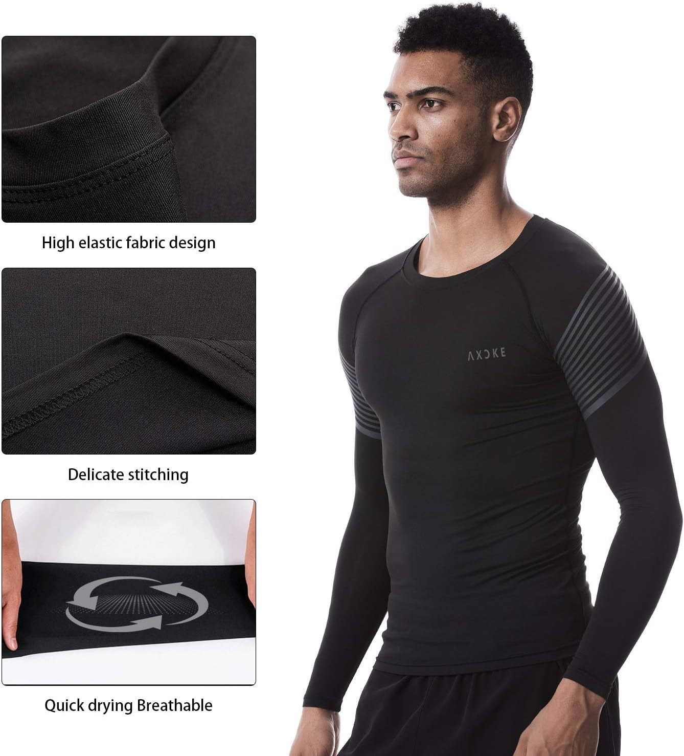 Men'S 2 Pack Athletic Compression Sport Running Long Sleeve T-Shirts