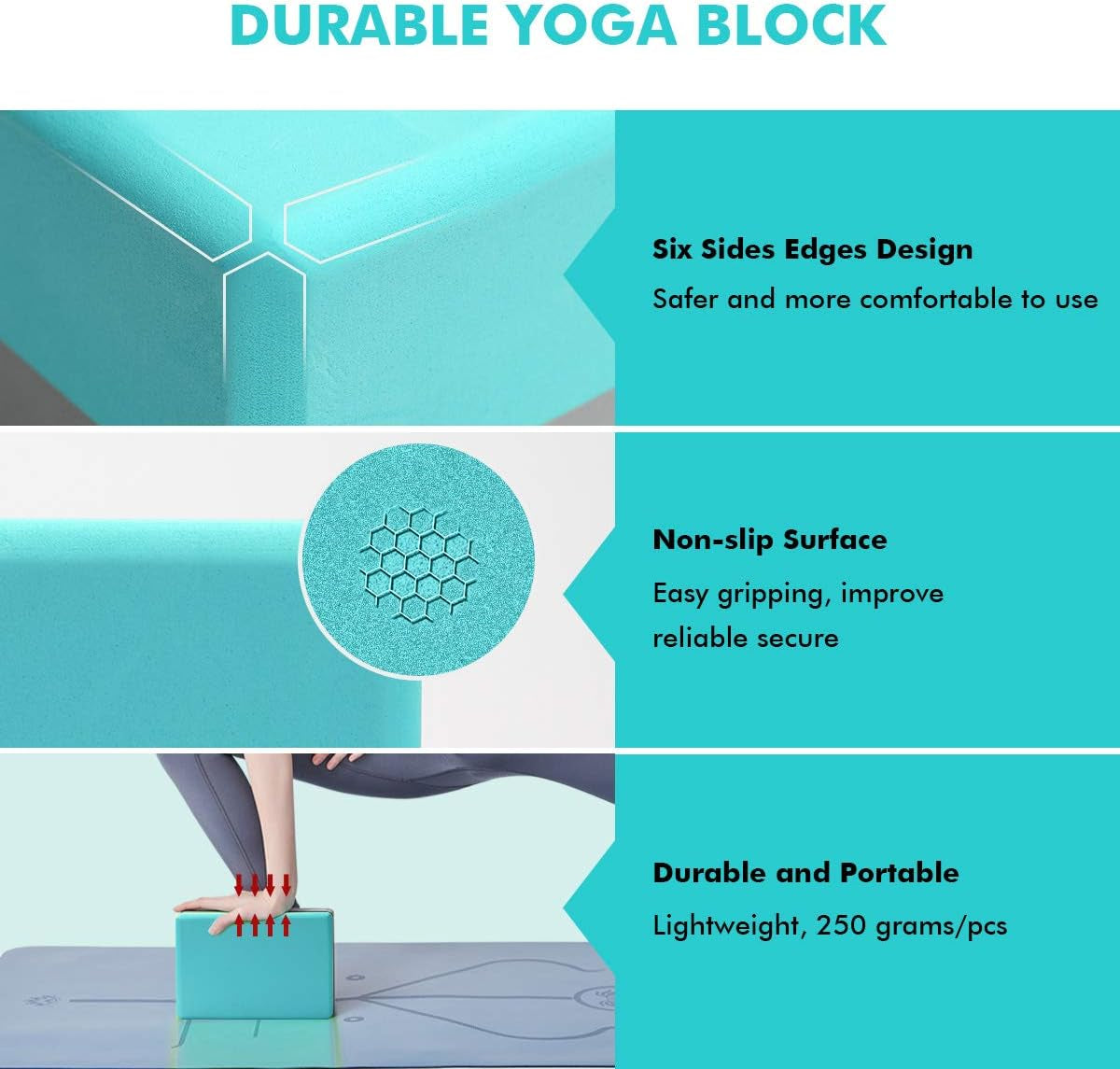 High-Density EVA Foam Yoga Block Set (2 Pack) with Non-Slip Yoga Strap - Ideal for Yoga, Pilates, and Stretching (9" x 6" x 4")