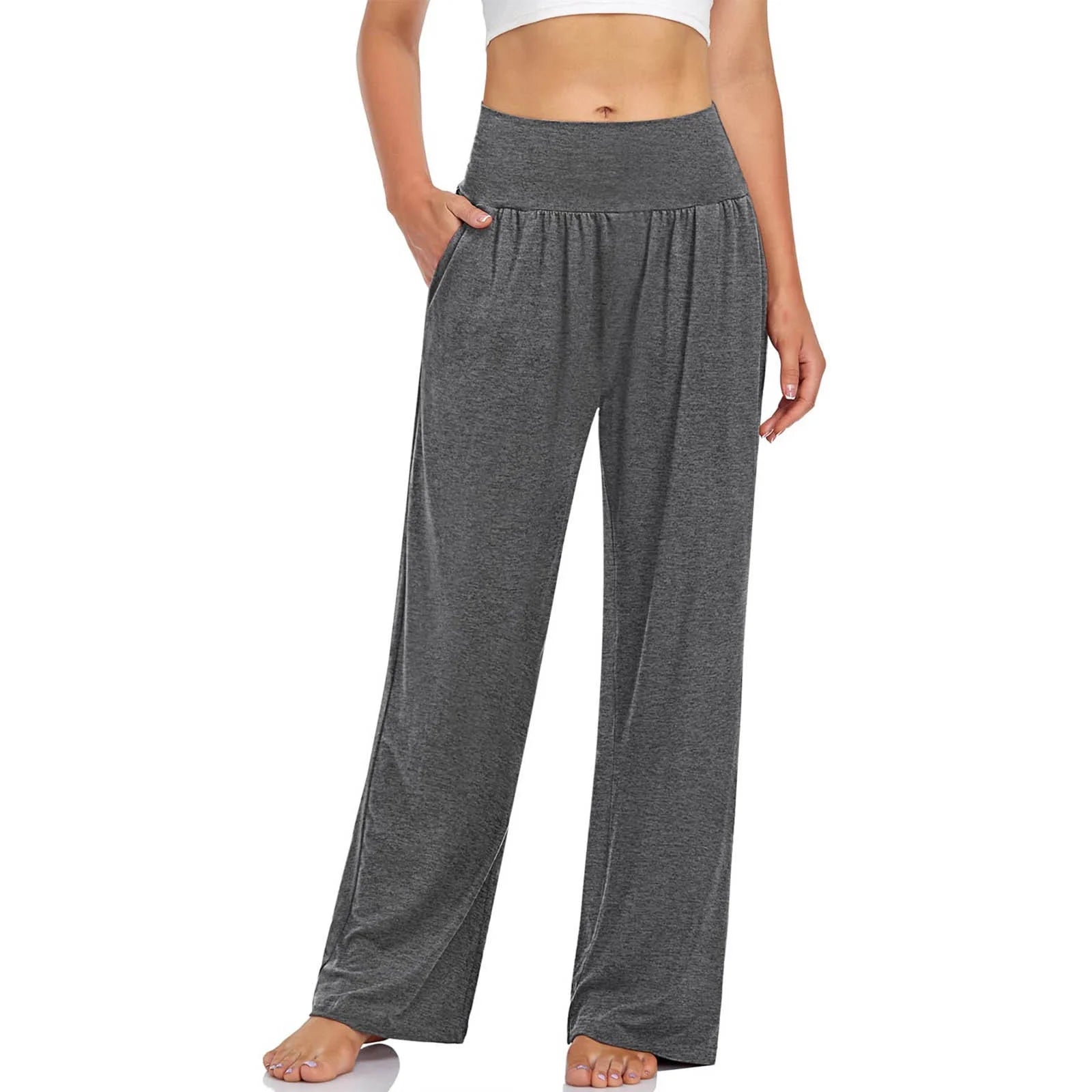 Women'S Casual Loose Wide Leg Cozy Pants Yoga Sweatpants Comfy High Waisted Sports Athletic Lounge Pants with Pockets Womens Yoga Pants plus Size on Discount