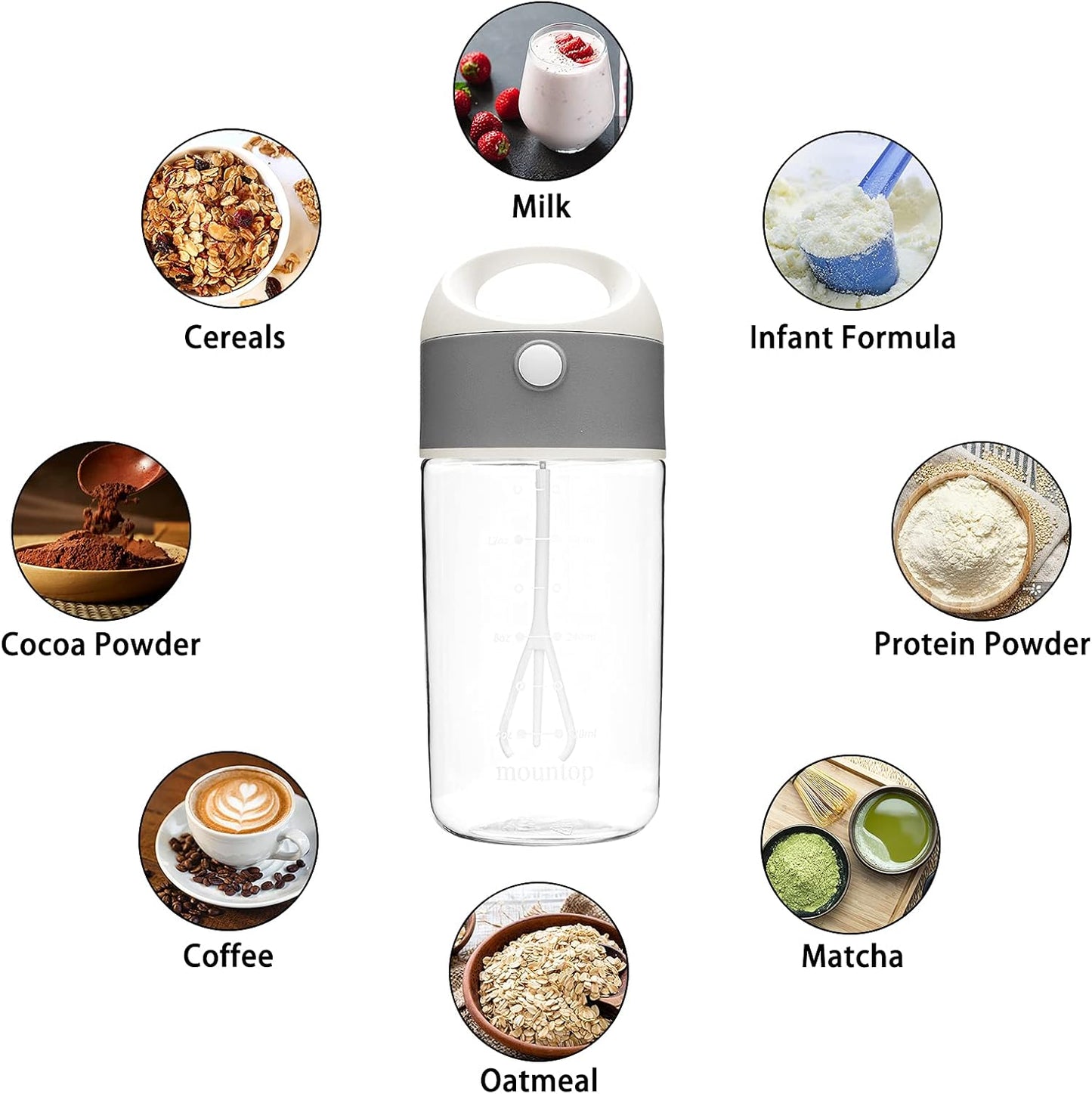 Electric Protein Shaker Bottle, Bpa-Free & Leak-Proof Mixer Bottles for Pre Workout, Portable Shaker Cups for Protein Powder, Whey, and Other Supplements, 15Oz