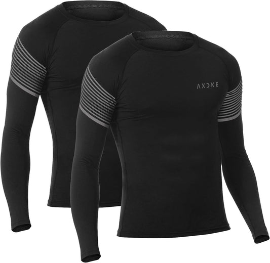 Men'S 2 Pack Athletic Compression Sport Running Long Sleeve T-Shirts